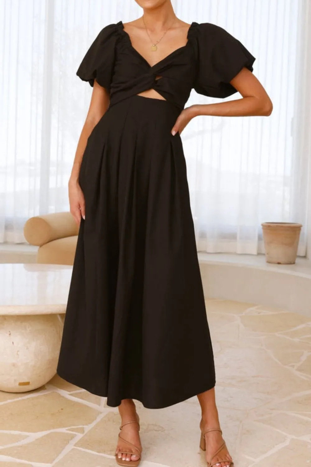 Sweetheart Neck Puff Sleeve Dress, image 9
