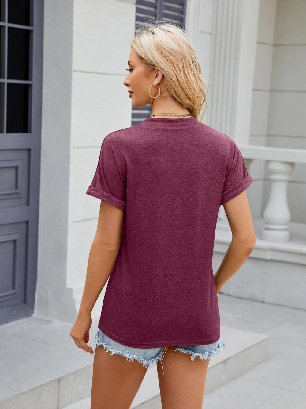 Notched Short Sleeve T-Shirt, image 28