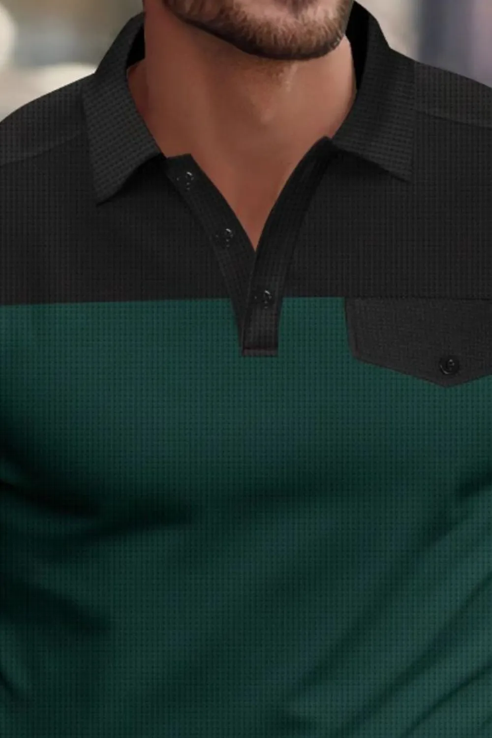 Men's Full Size Waffle-Knit Collared Contrast Polo Plus Size, image 6