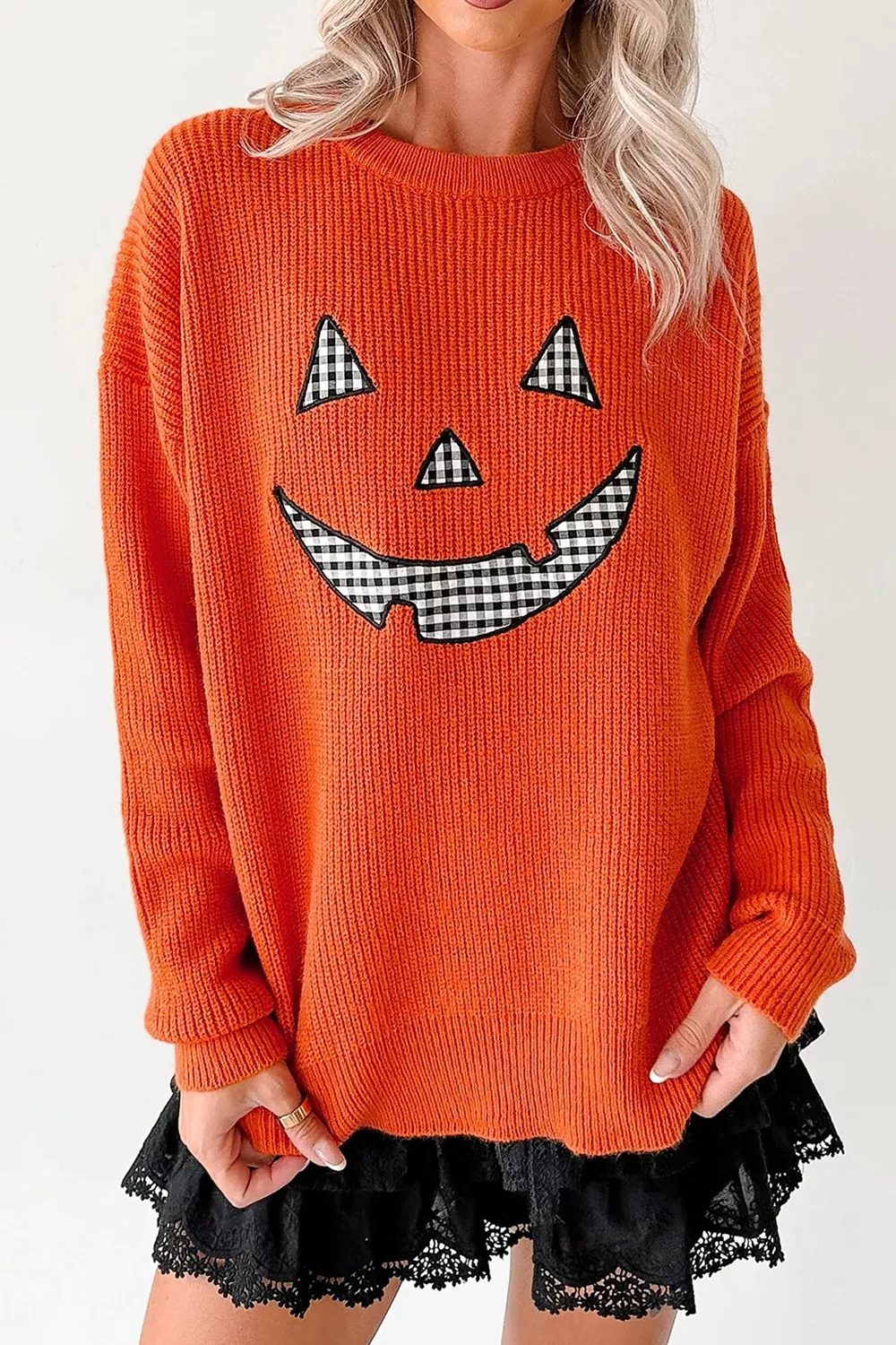 Drop Shoulder Long Sleeve Round Neck Halloween Sweater, image 2