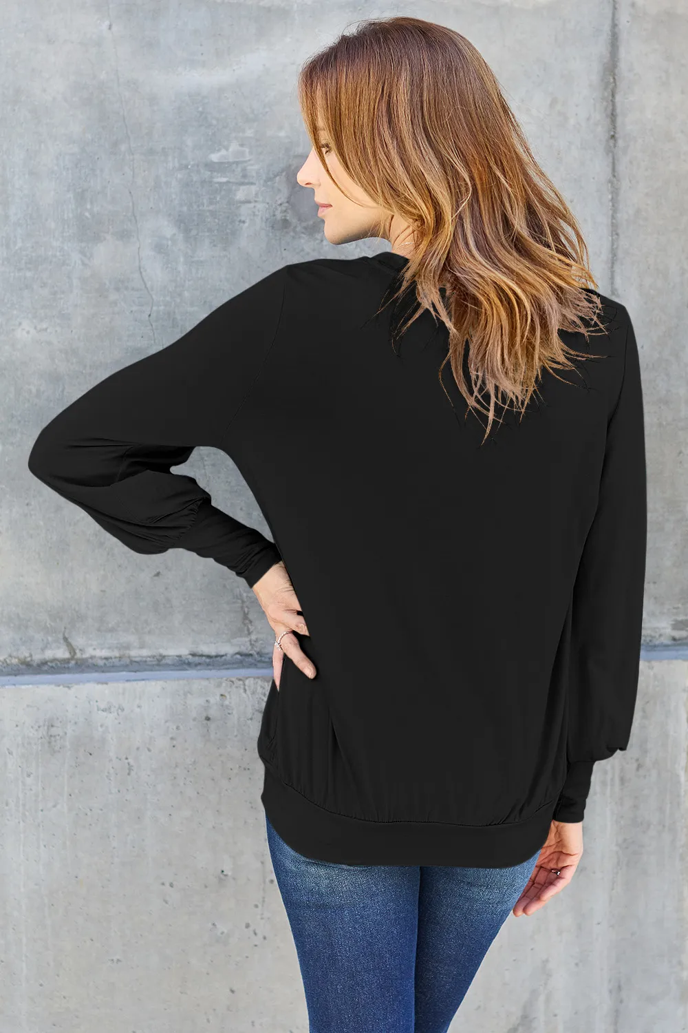 Full Size V-Neck Lantern Sleeve Top, image 5
