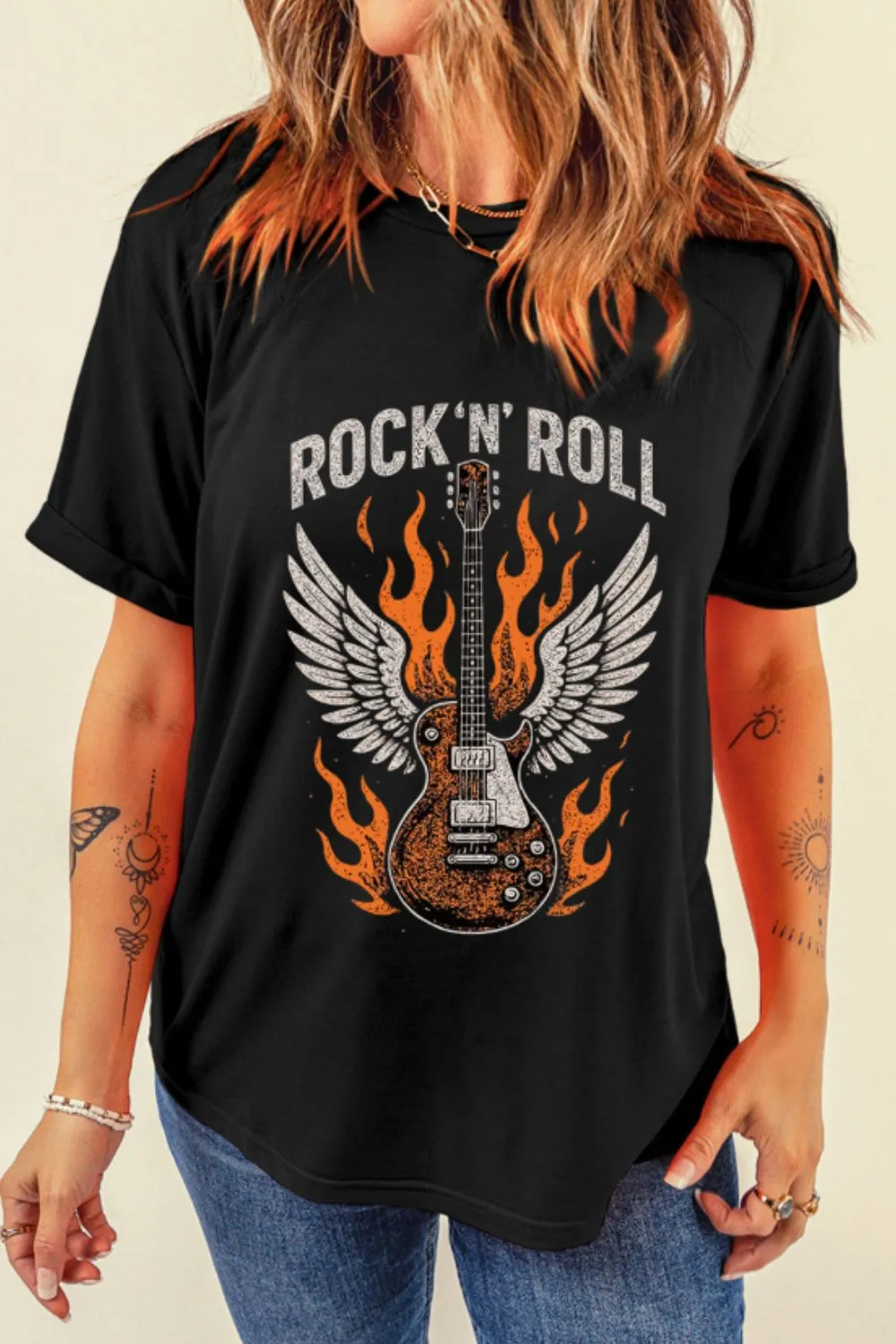 Graphic Round Neck Short Sleeve T-Shirt, image 2