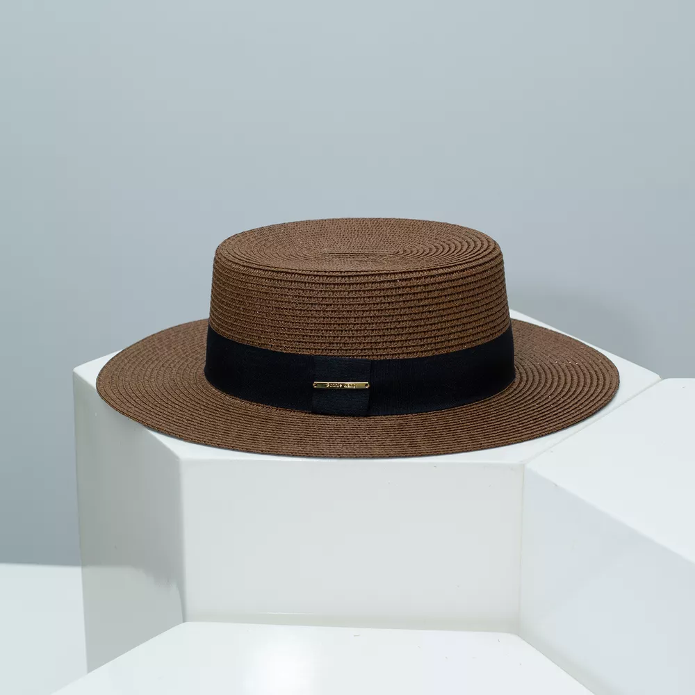 Straw Boater Hat with Band, image 5