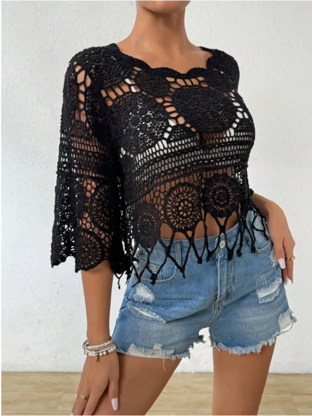 Openwork Round Neck Cover-Up, image 3