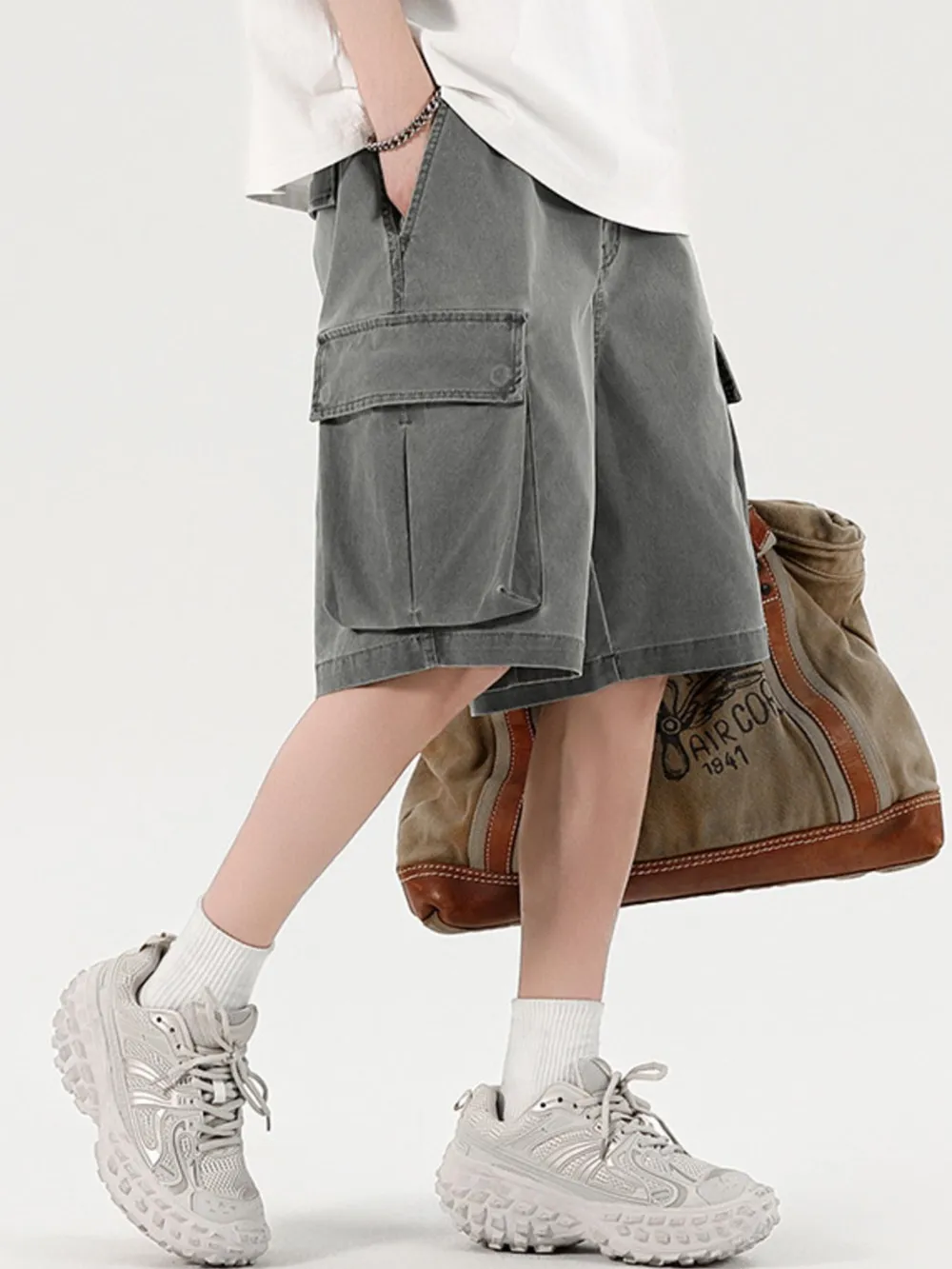 Men's Elastic Waistband Cargo Shorts, image 12