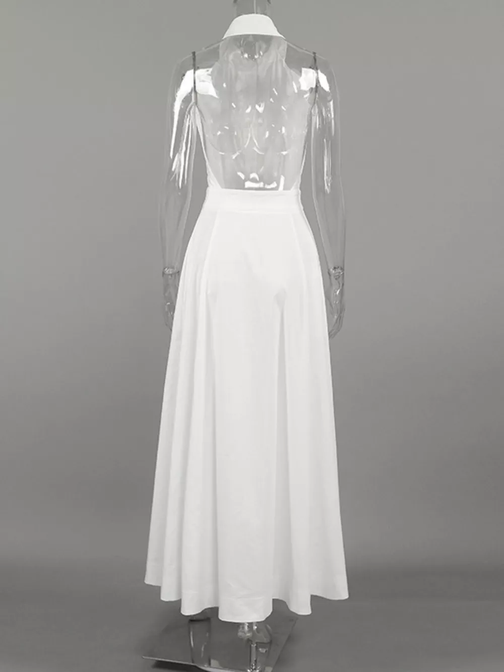 Backless Sleeveless Button Front Maxi Dress, image 2