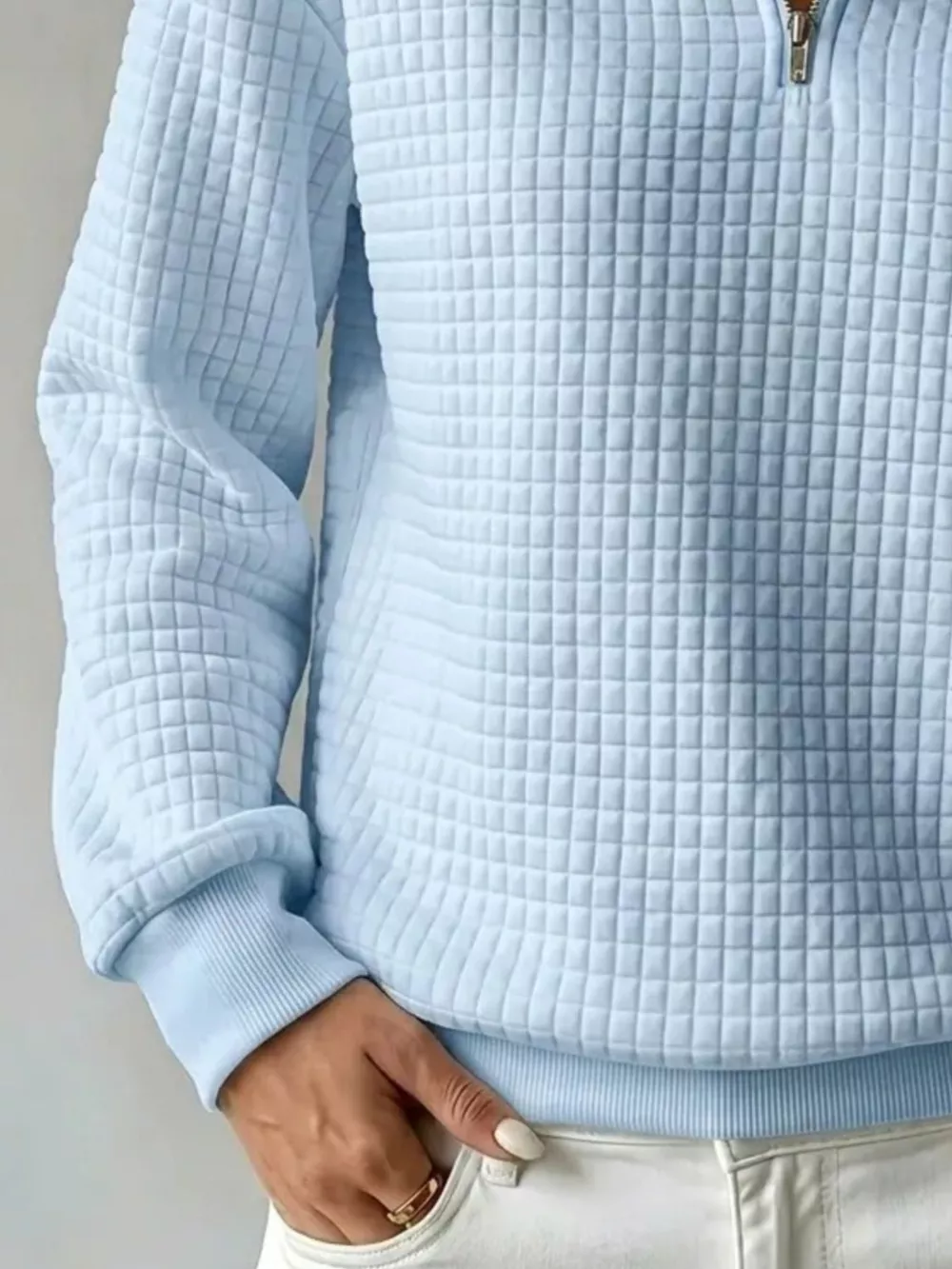 Waffle Knit Quarter-Zip Sweatshirt, image 15