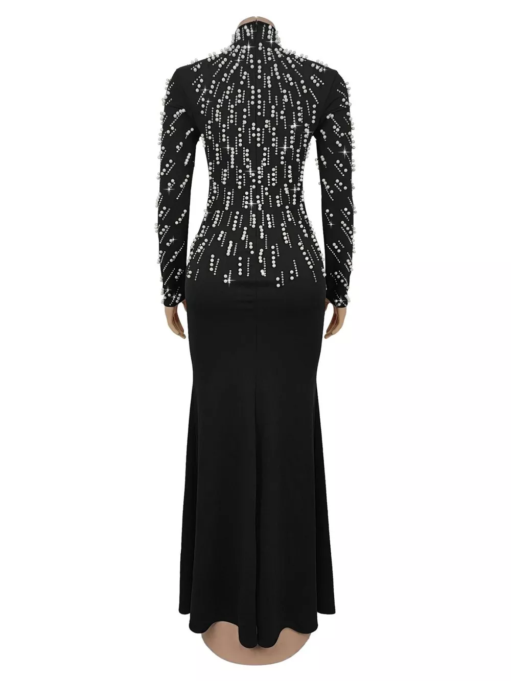 Pearl Detail Mock Neck Maxi Dress, image 6