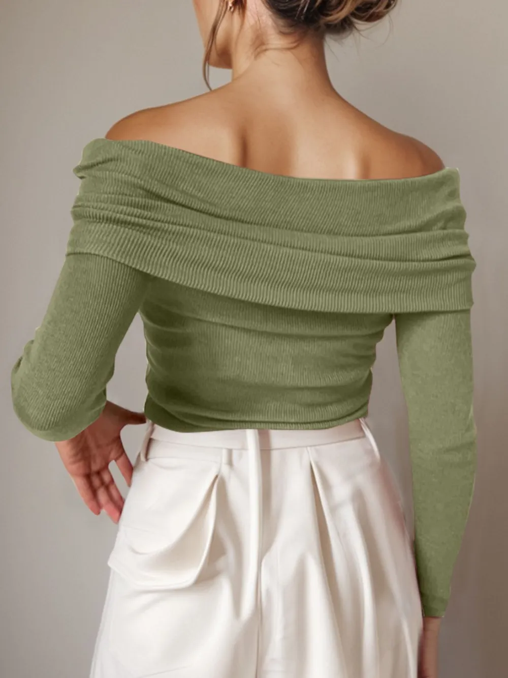 Off-Shoulder Long Sleeve Sweater, image 9