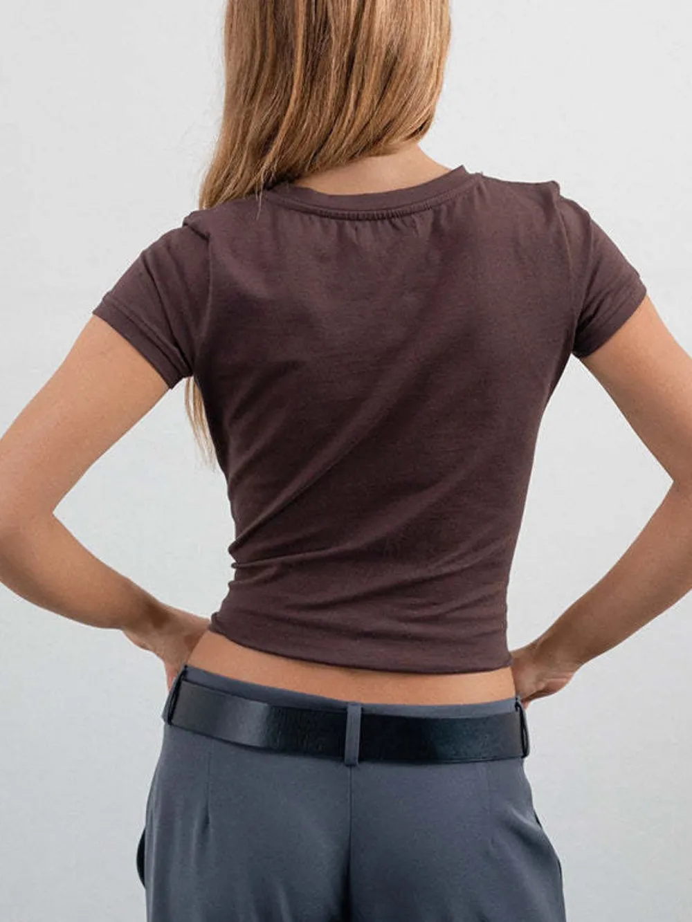 Letter Round Neck Short Sleeve T-Shirt, image 3