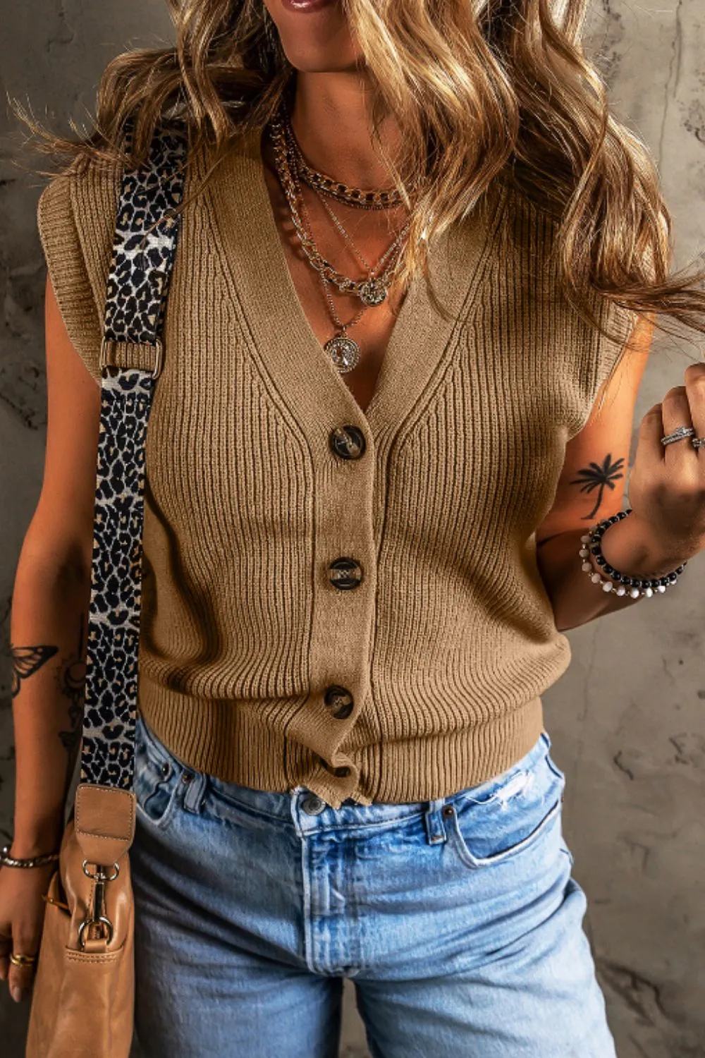 Button Up V-Neck Sweater Vest, image 10