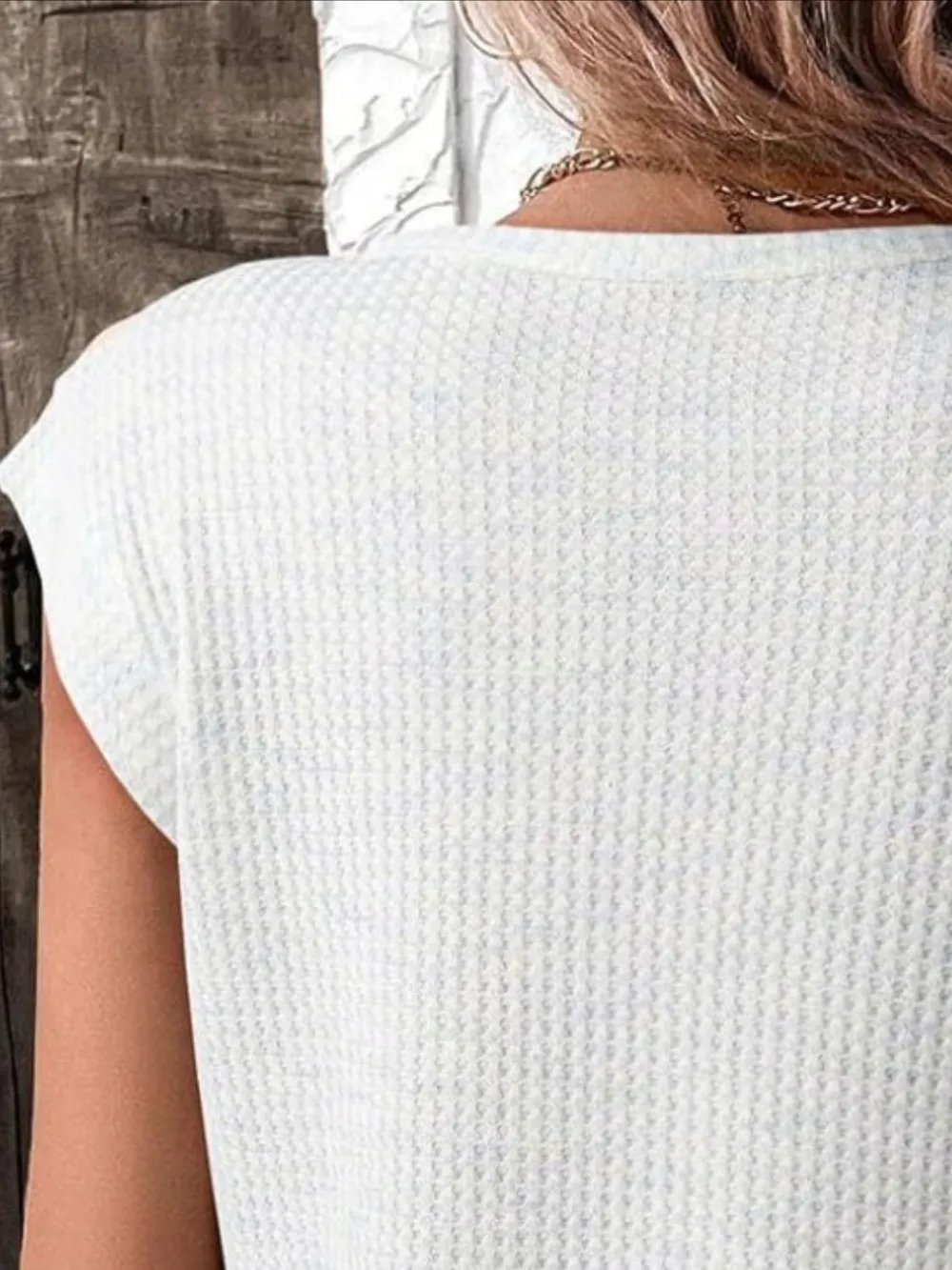 Heathered Round Neck Cap Sleeve T-Shirt, image 4