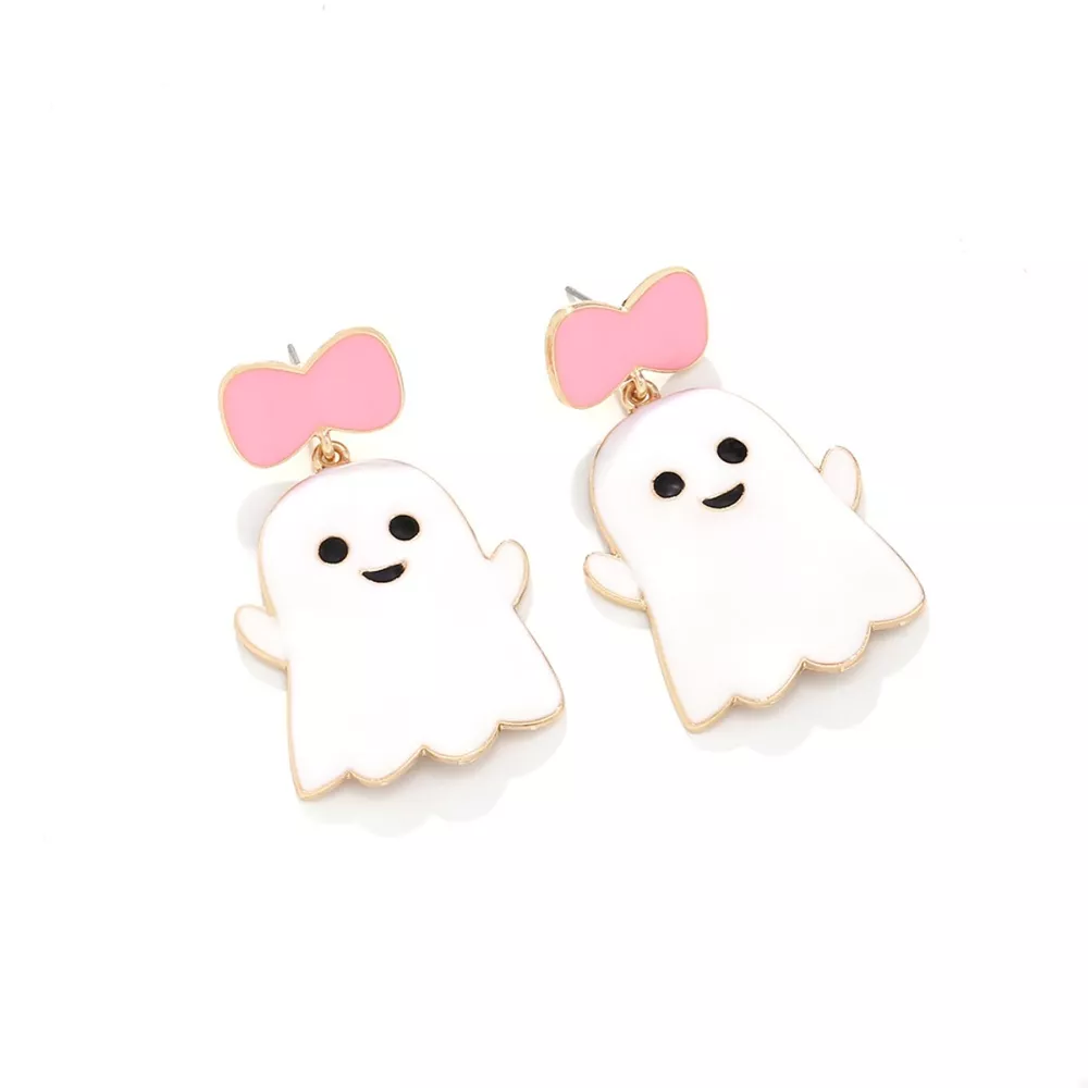 Halloween Ghost Dangle Earrings with Bow, image 2