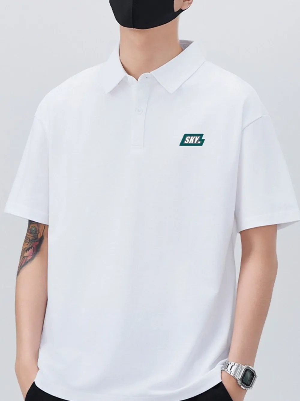 Men's Plus Size Button Detail Short Sleeve Polo, image 7