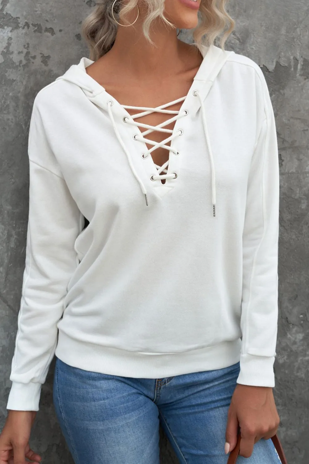 Lace Up Long Sleeve Hoodie, image 22