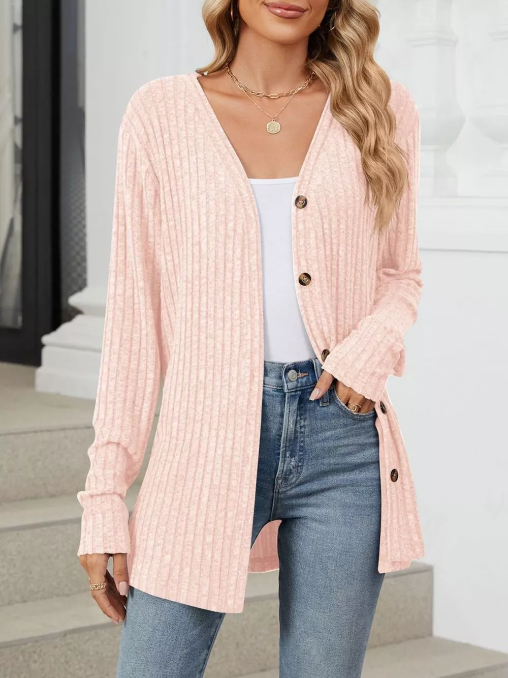 Ribbed Button-Up Cardigan, image 33