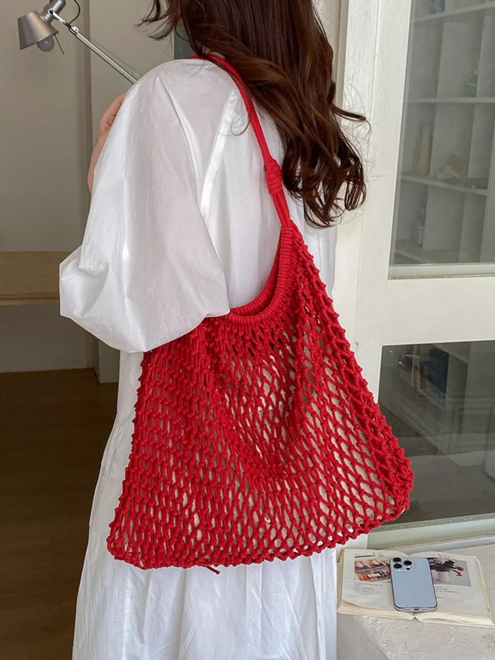 Crochet Knit Shoulder Bag, image 5