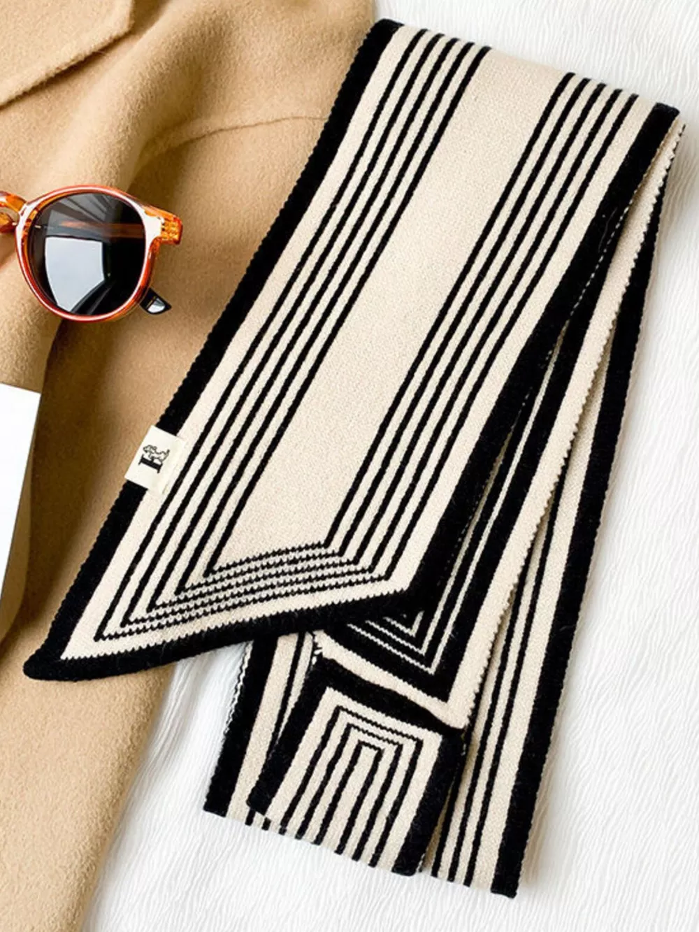 Striped Knitted Winter Scarf, image 6