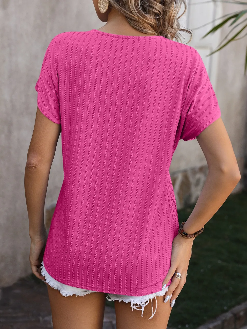 Textured Surplice Short Sleeve Blouse, image 6
