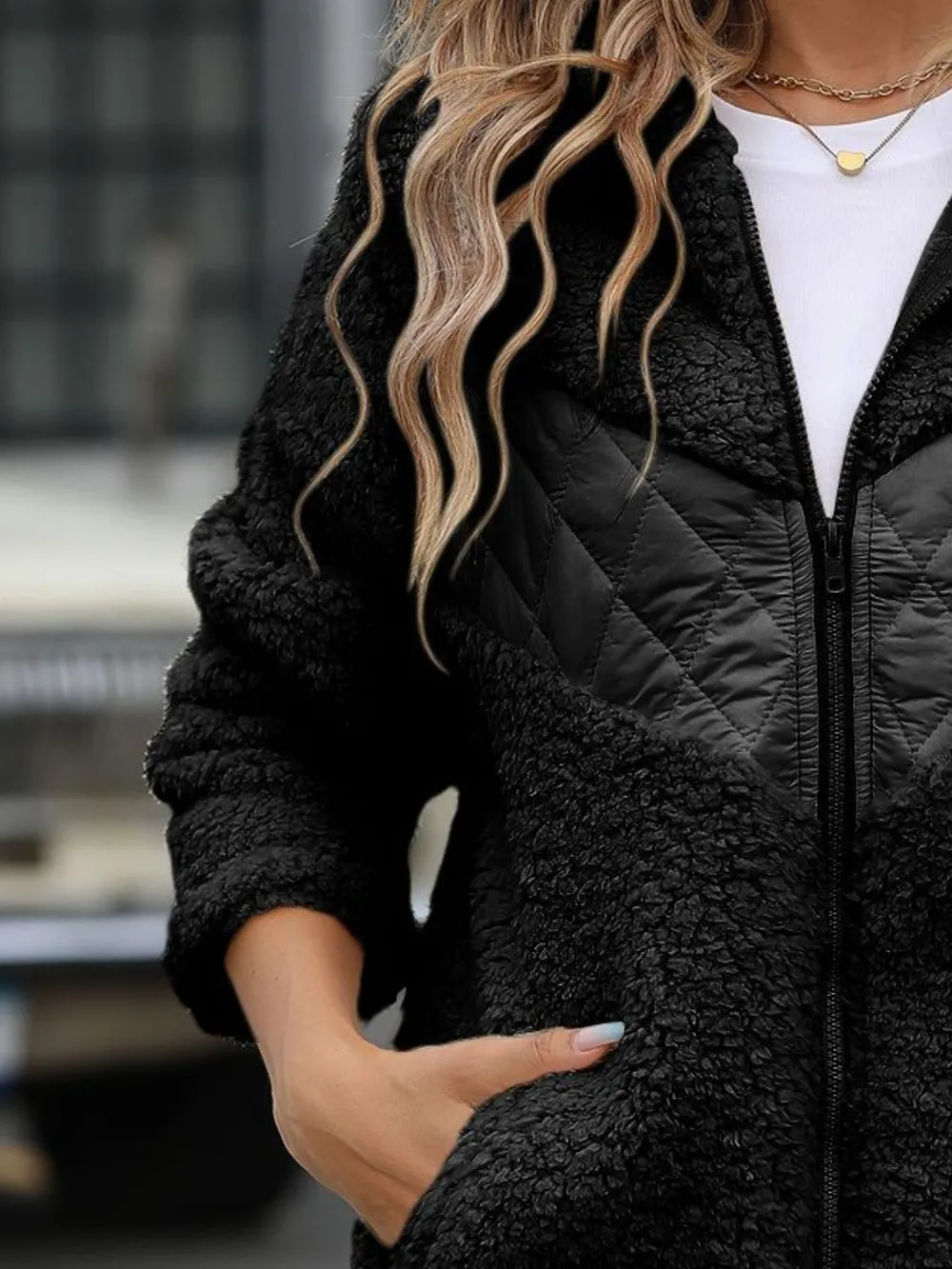 Fuzzy Zip Up Long Sleeve Hooded Jacket, image 11