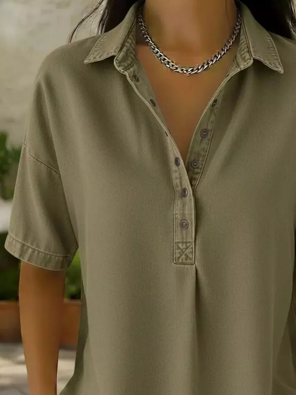 Snap Down Short Sleeve Blouse, image 7