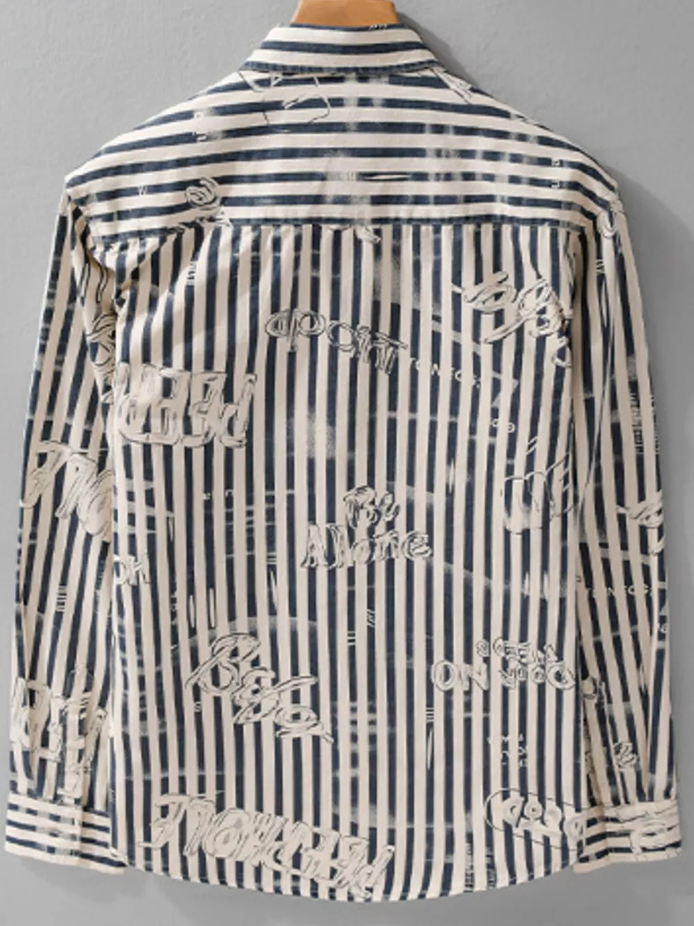 Men's Plus Size Striped Button Up Long Sleeve Shirt, image 2