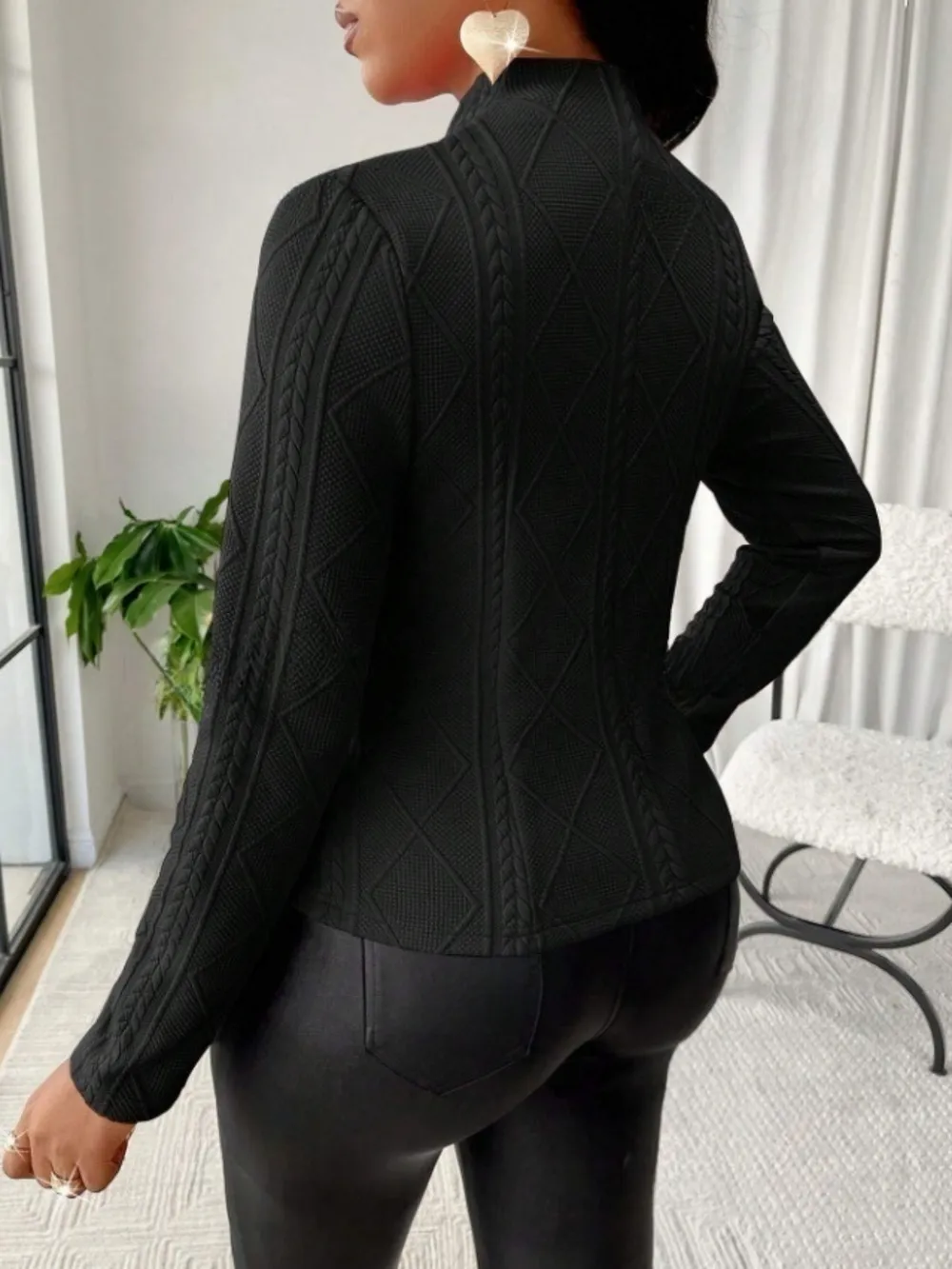 Textured Button Up Long Sleeve Jacket, image 3