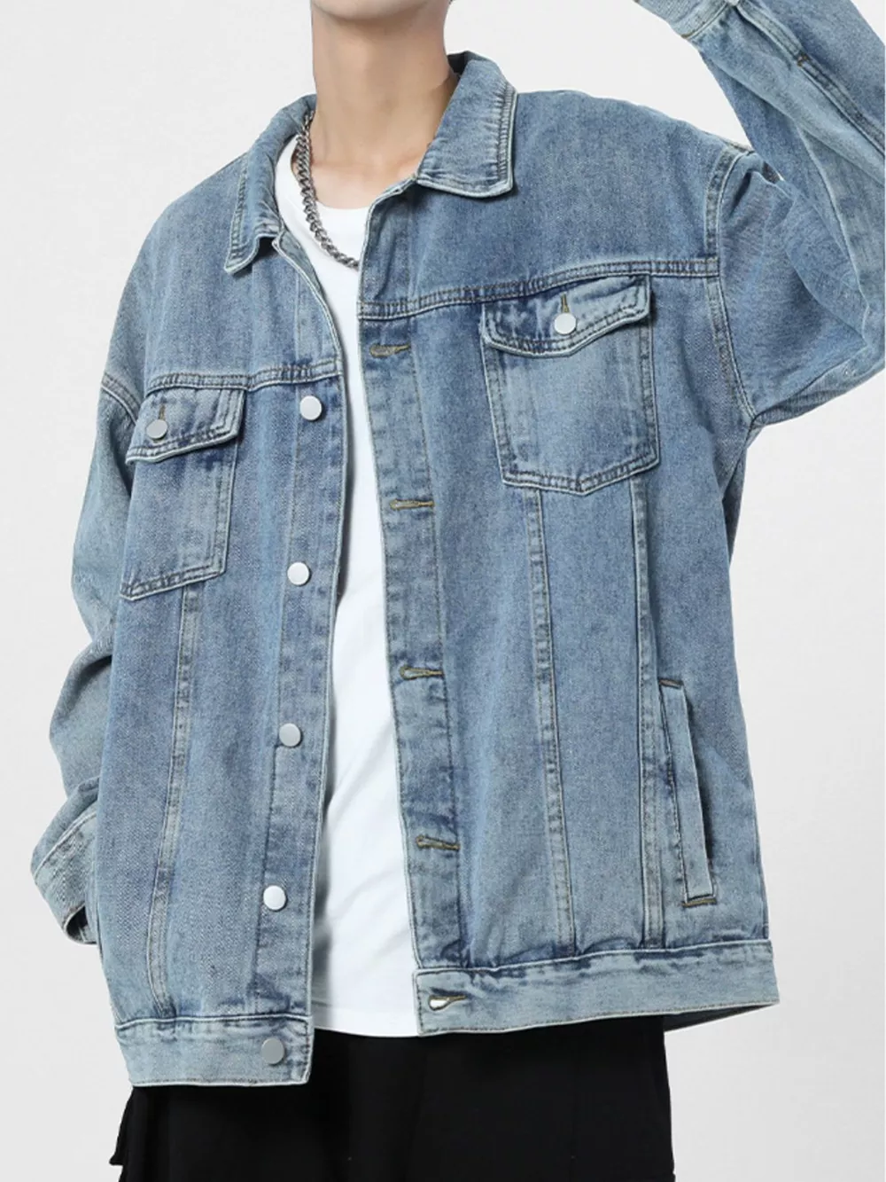 Men's Wash Oversized Denim Jacket, image 4