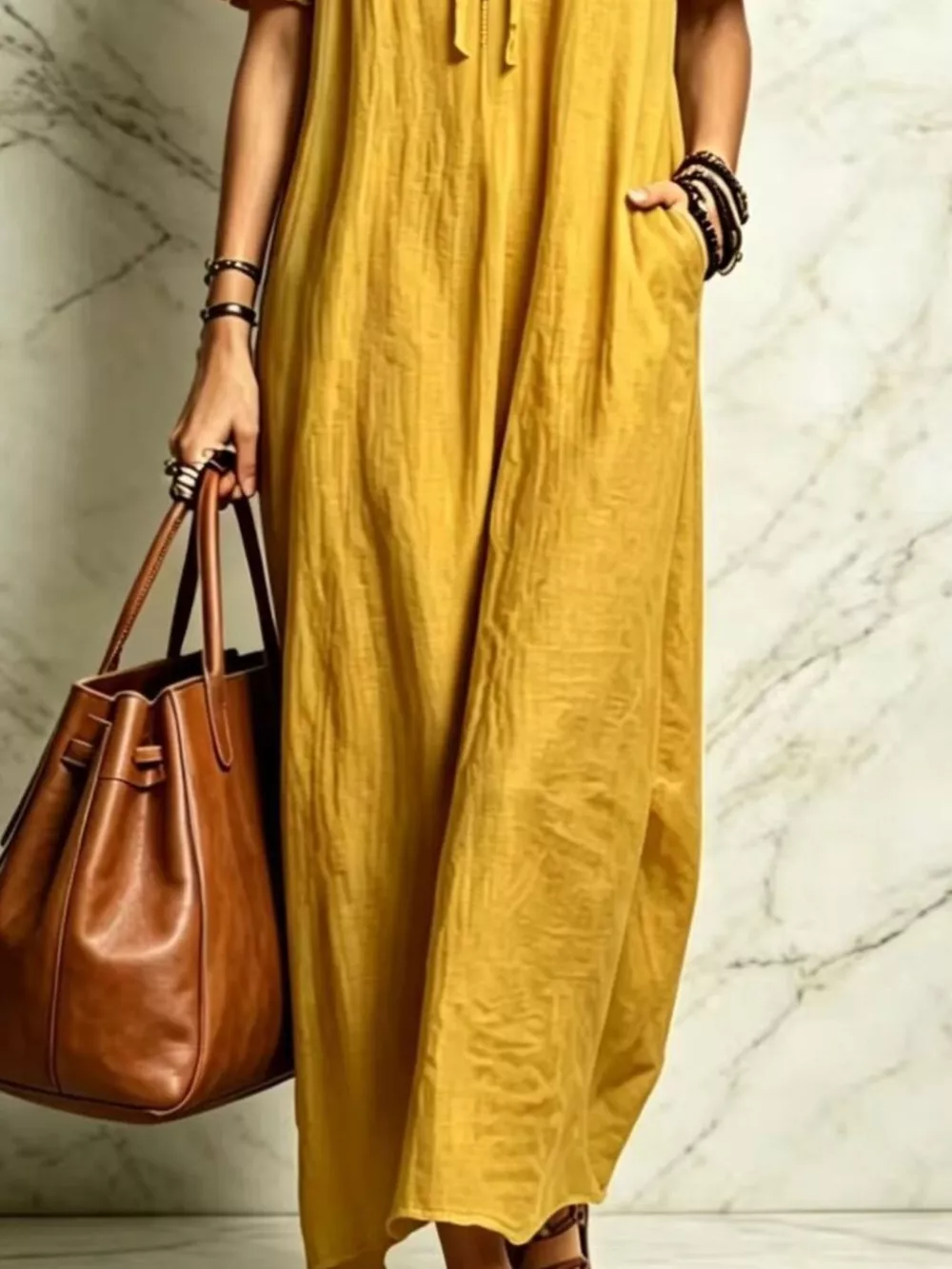 Ruffle Trim Puff Sleeve Maxi Dress, image 10