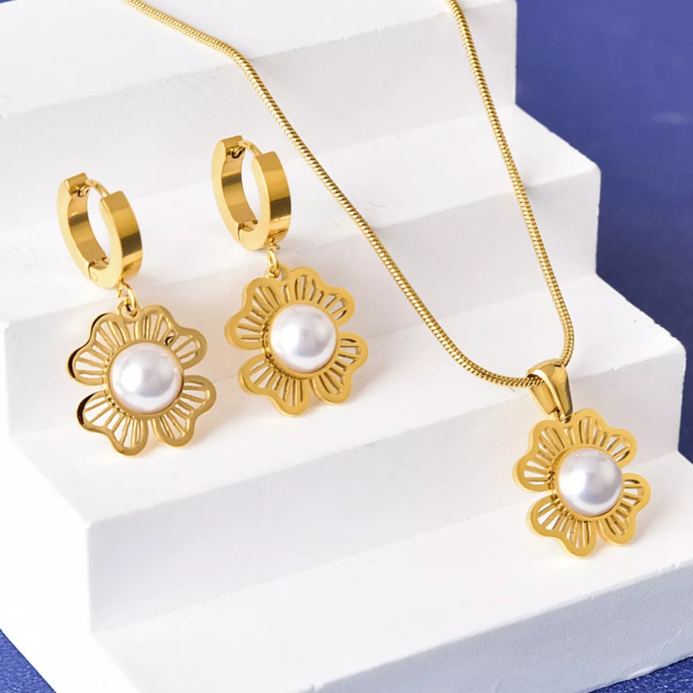 18K Gold-Plated Flower Jewelry Set