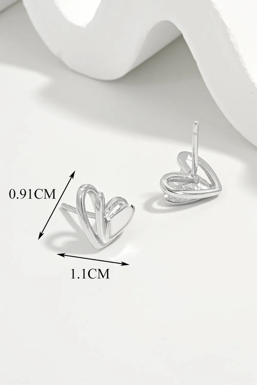 925 Sterling Silver Heart Stud Earrings, image 4