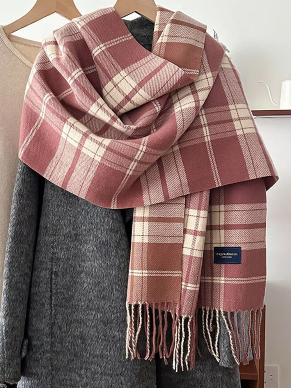 Classic Fringe Plaid Scarf, image 4