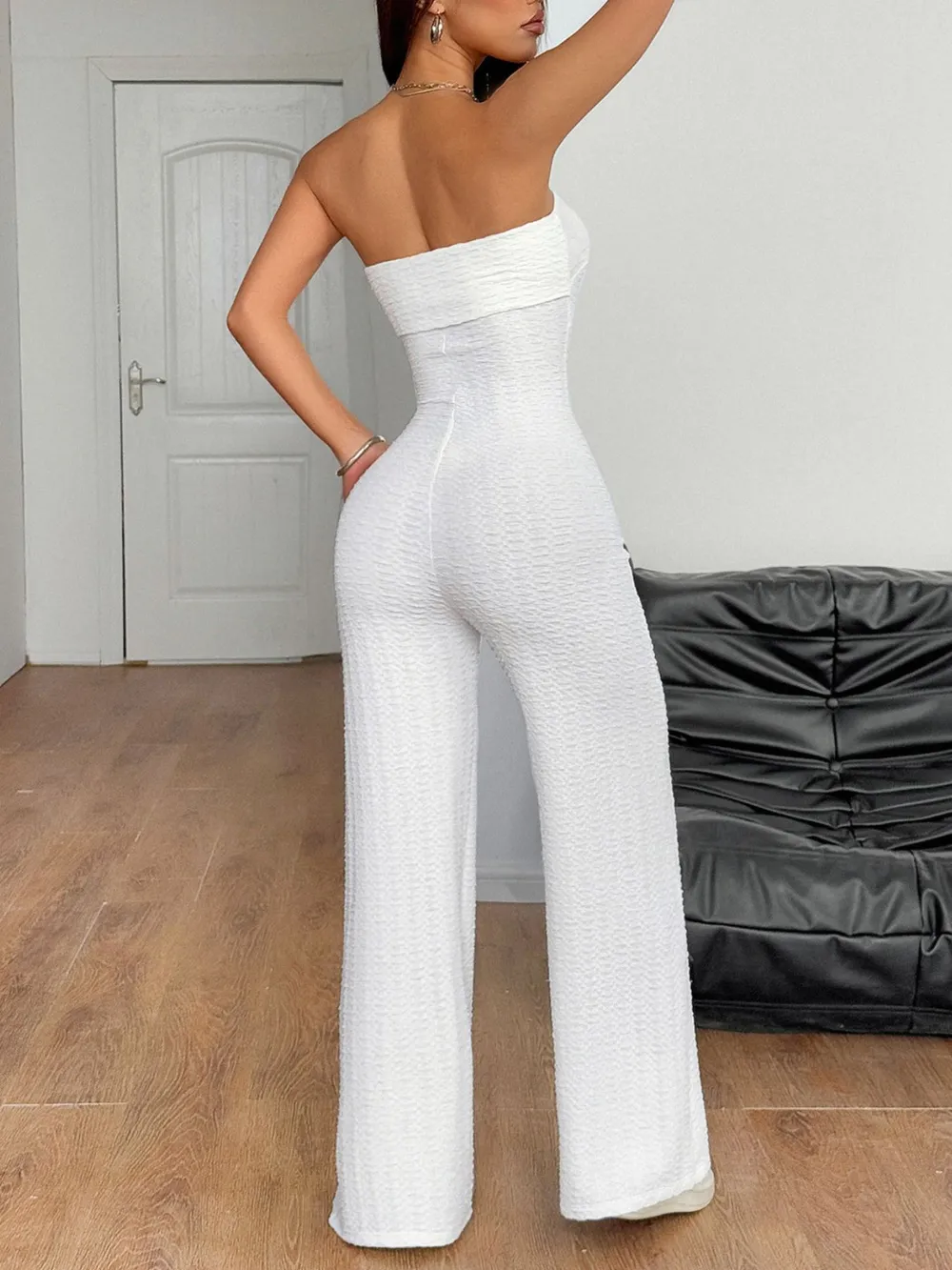Sweetheart Neck Wide Leg Tube Jumpsuit, image 5