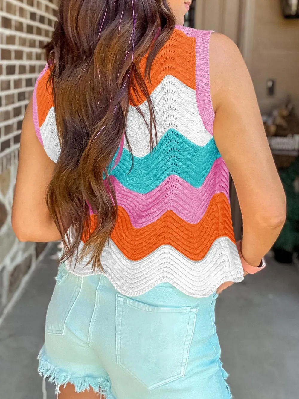 Color Block Round Neck Sweater Vest, image 4