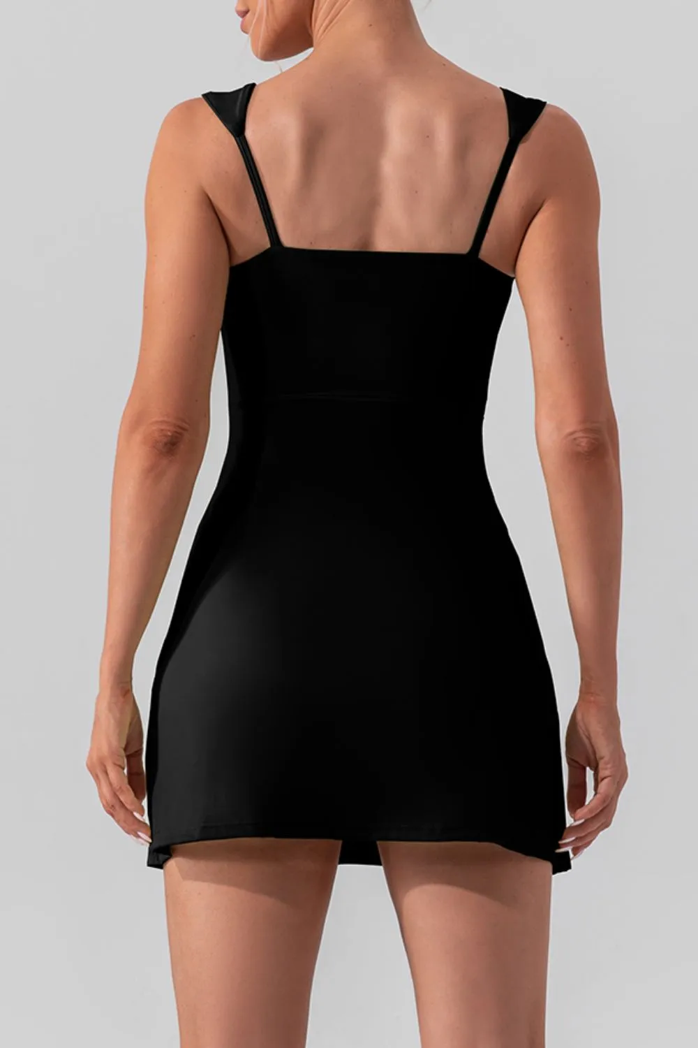 Square Neck Sleeveless Slit Mini Active Dress, image 3