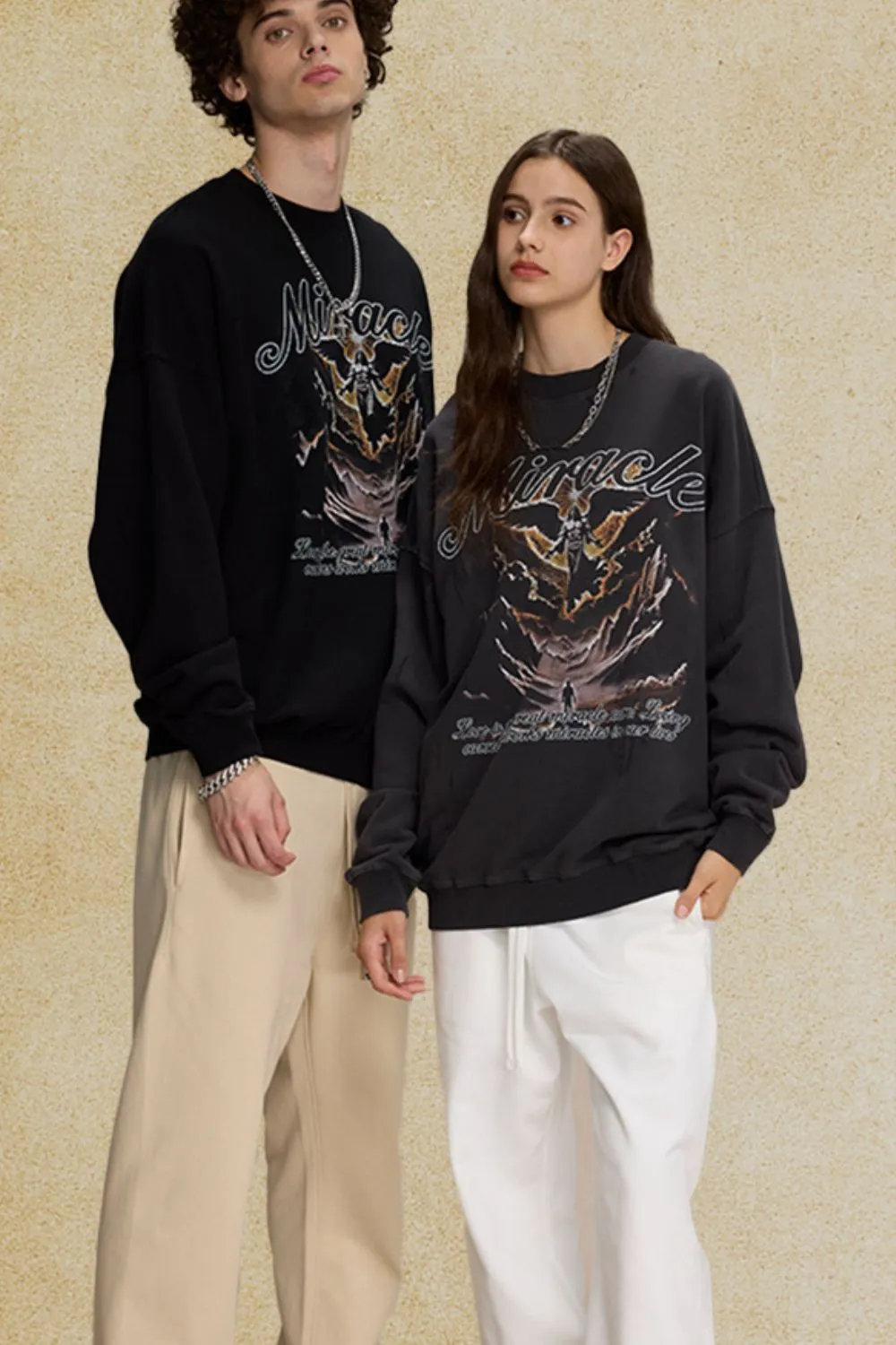 Men's Graphic Round Neck Long Sleeve T-Shirt, image 2