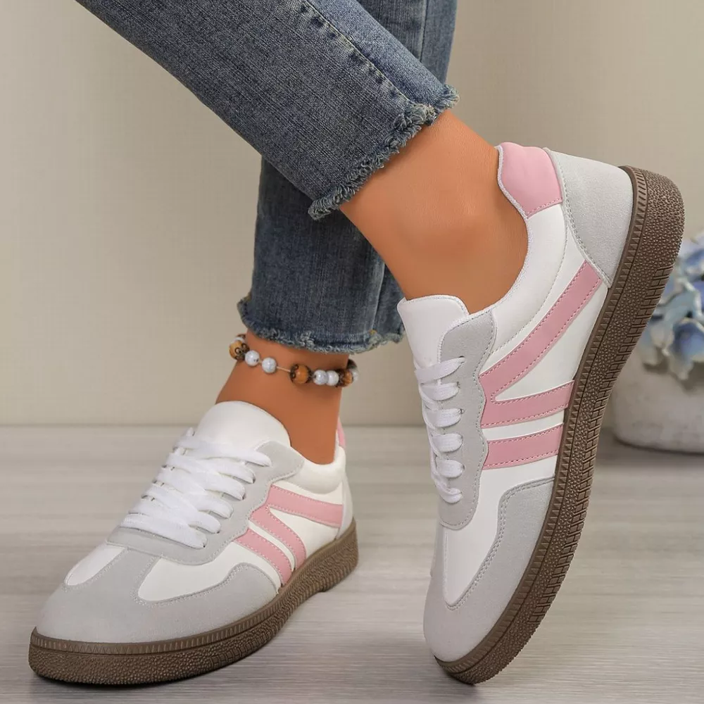 Striped Lace-Up Casual Sneakers, image 2