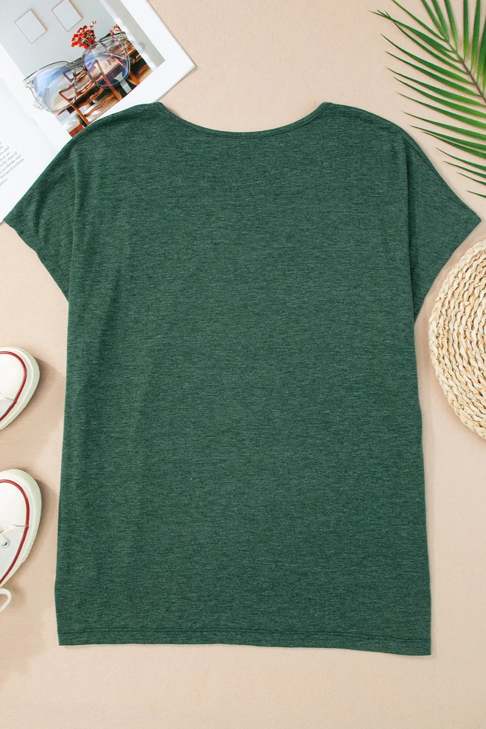 Heathered V-Neck Short Sleeve T-Shirt, image 3