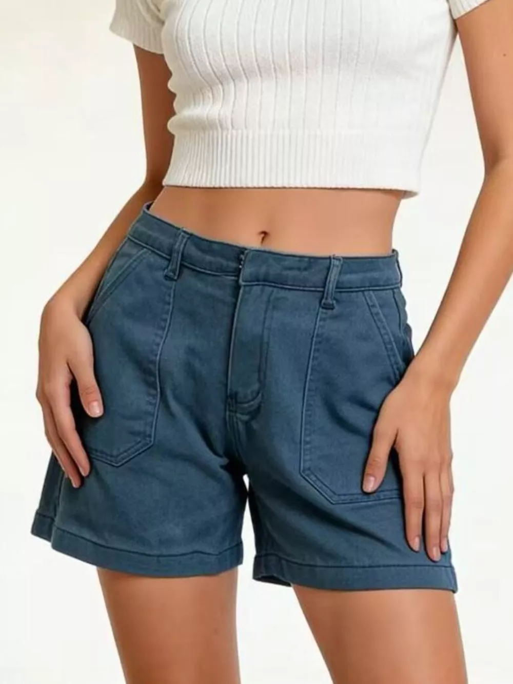 Pocketed Denim Shorts, image 3