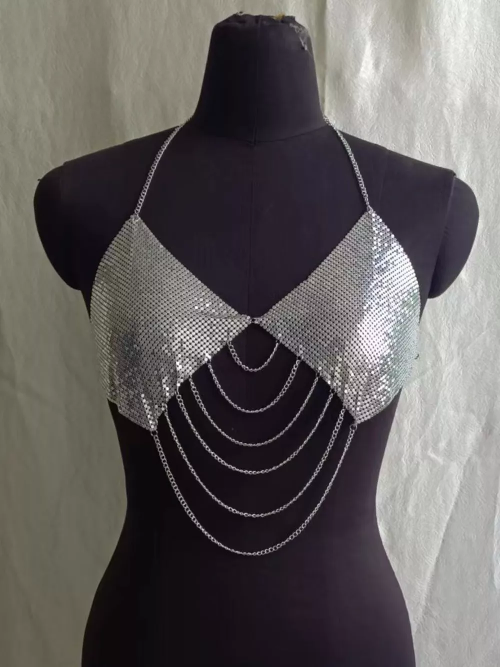 Metallic Chainmail Halter Cami Top, image 15
