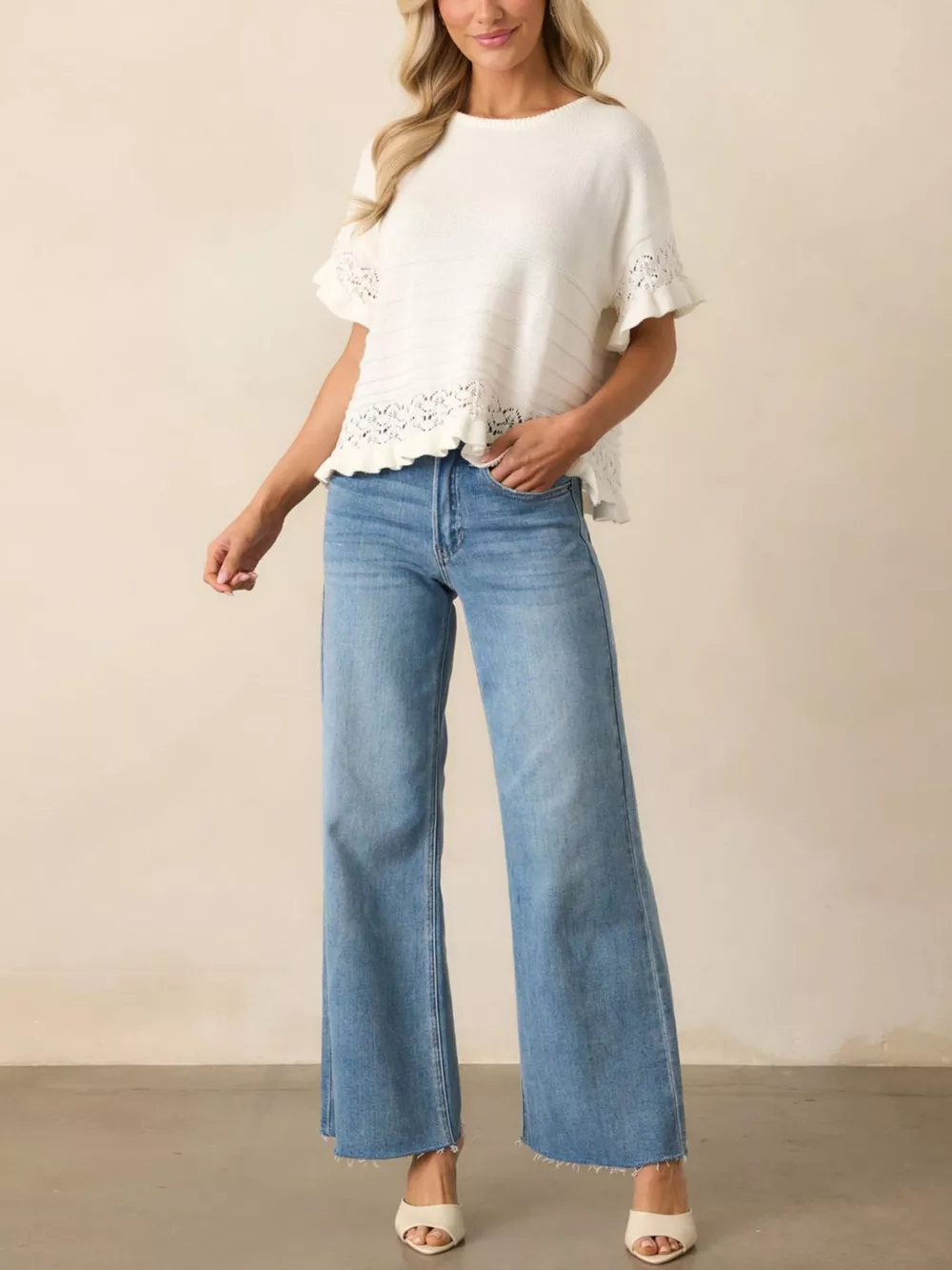 Lace Trimmed Knit Top, image 4