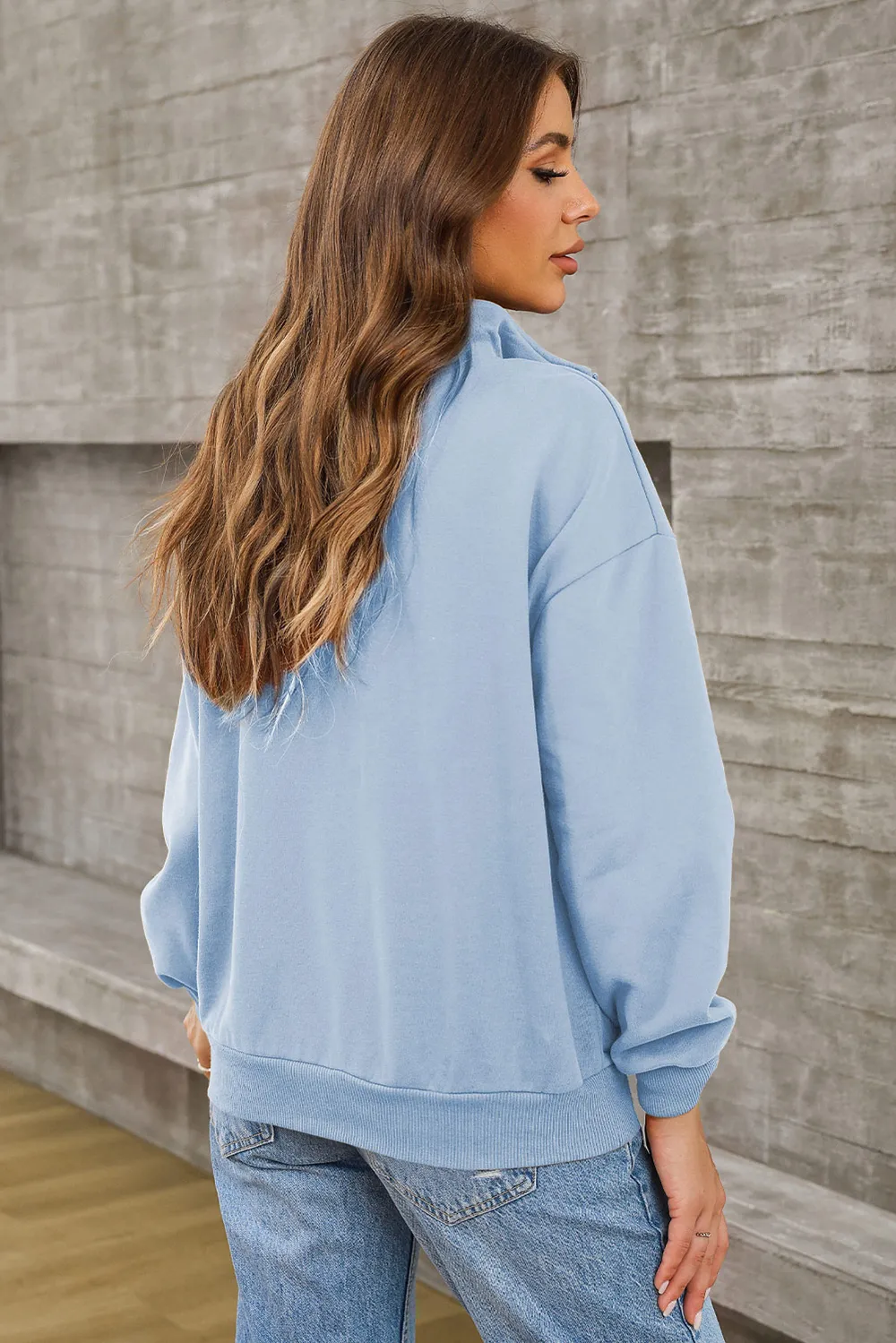 Quarter Zip Dropped Shoulder Sweatshirt, image 15