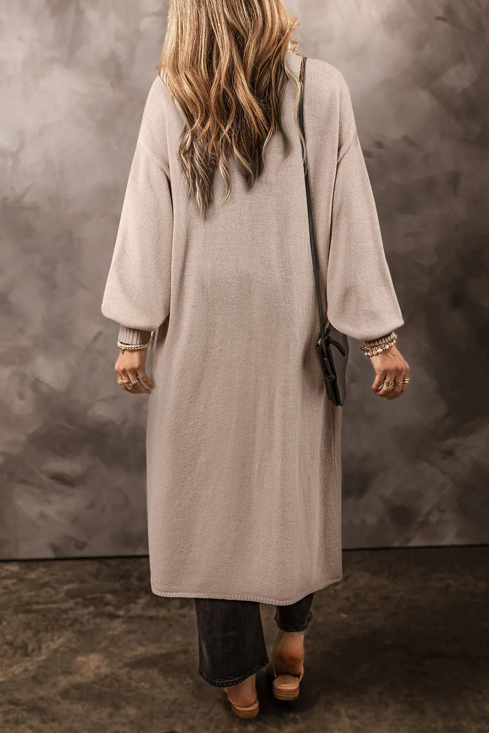 Pocketed Open Front Long Sleeve Cardigan, image 3