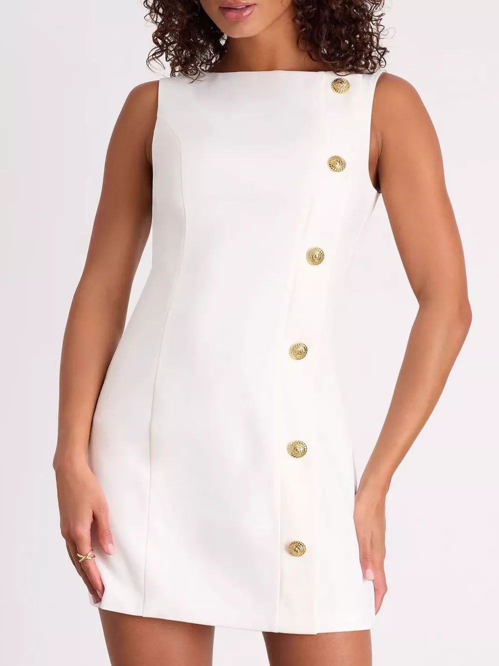 Button Decor Sleeveless Mini Dress, image 5