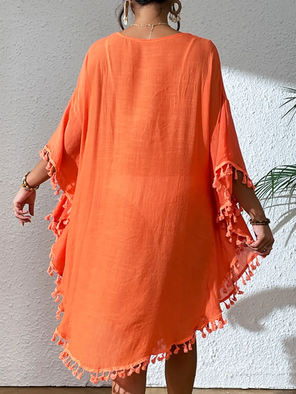 Tassel Cutout Scoop Neck Cover-Up Dress, image 9