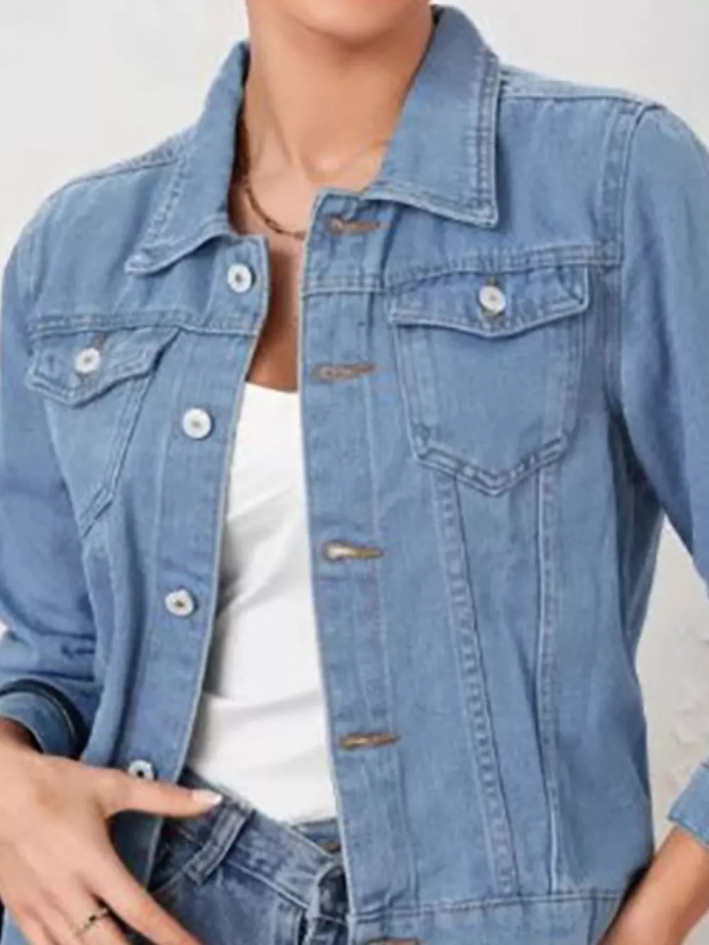 Button Up Long Sleeve Denim Jacket, image 11