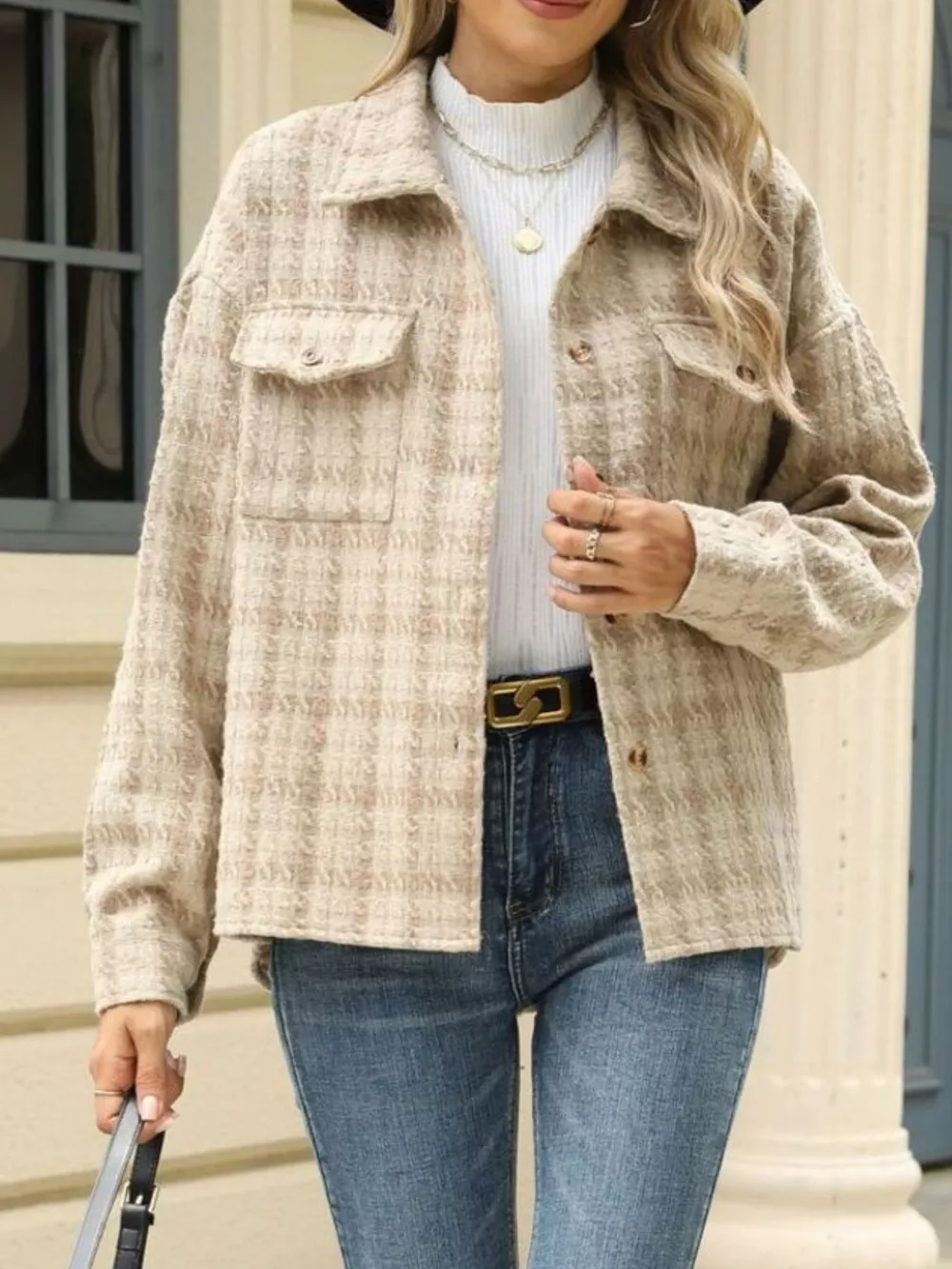 Plaid Button Up Long Sleeve Jacket, image 22