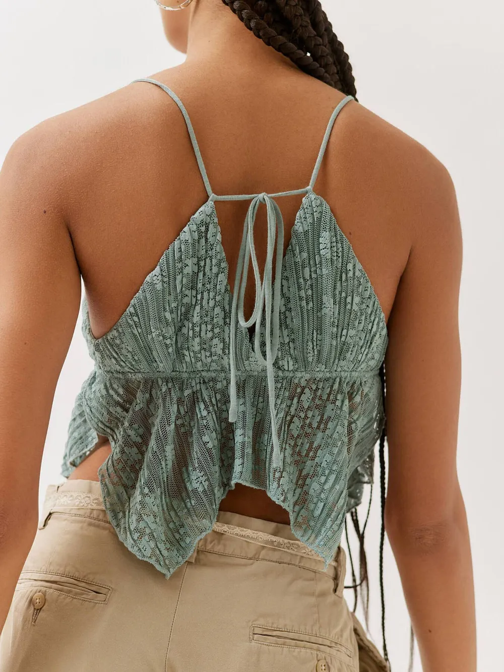 Lace Cropped Cami with Flowy Hem, image 11