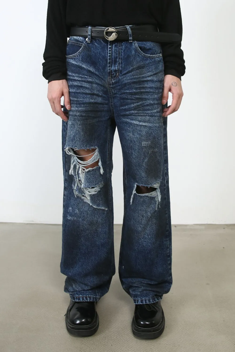 Men's Distressed Jeans with Pockets, image 3