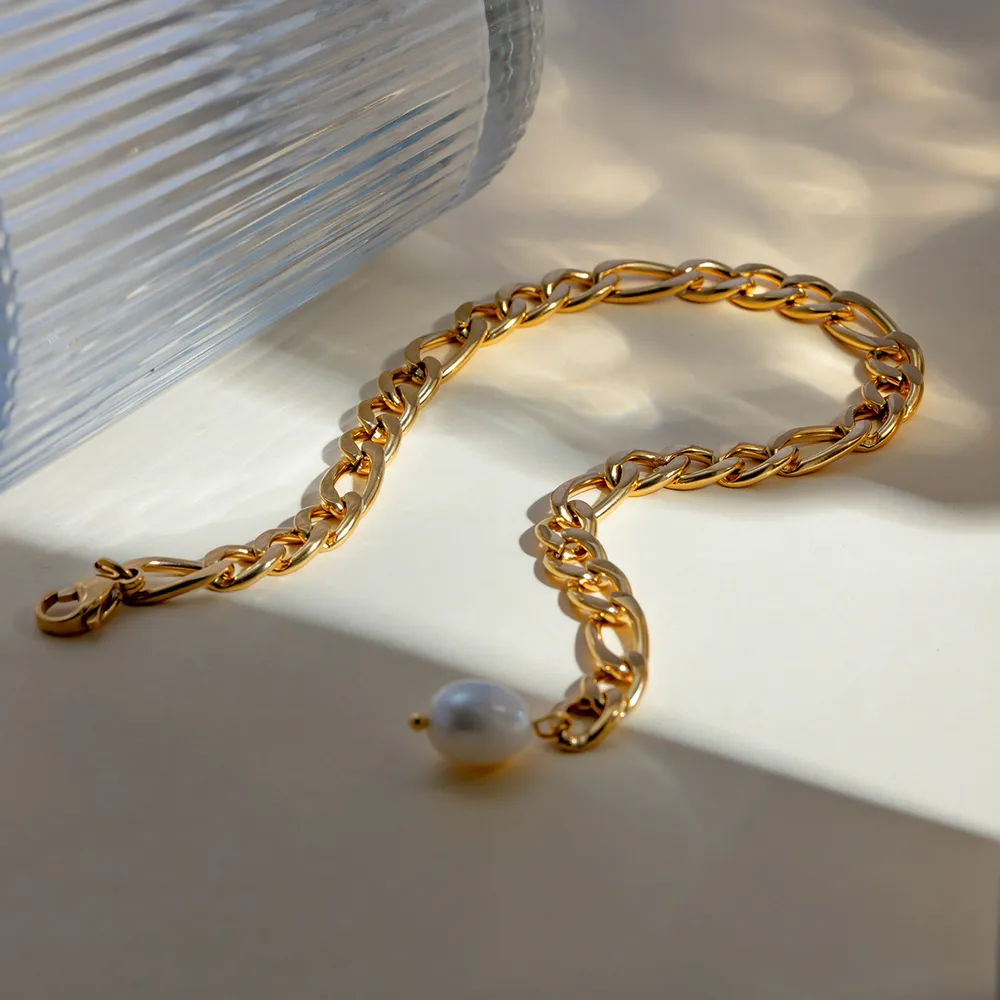 Stainless Steel Chain Pearl Anklet Bracelet, image 5